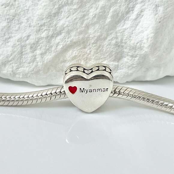 Pandora Myanmar S925 Silver Heart Bead Charm - Picture 3 of 4